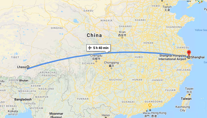 Lhasa to Shanghai Flight Schedule and Cost Flight from Lhasa to