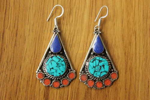 Tibetan Earrings Ear Ornaments Worn by Tibetan People